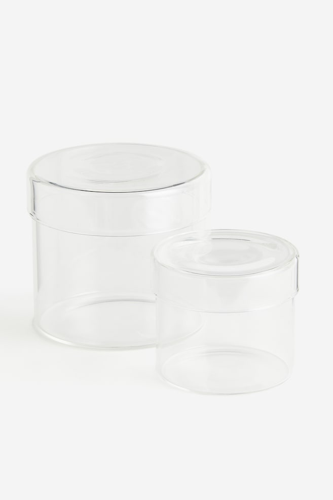 Kleines Glasgefäß mit Deckel - Klarglas/Hellgrün - 4