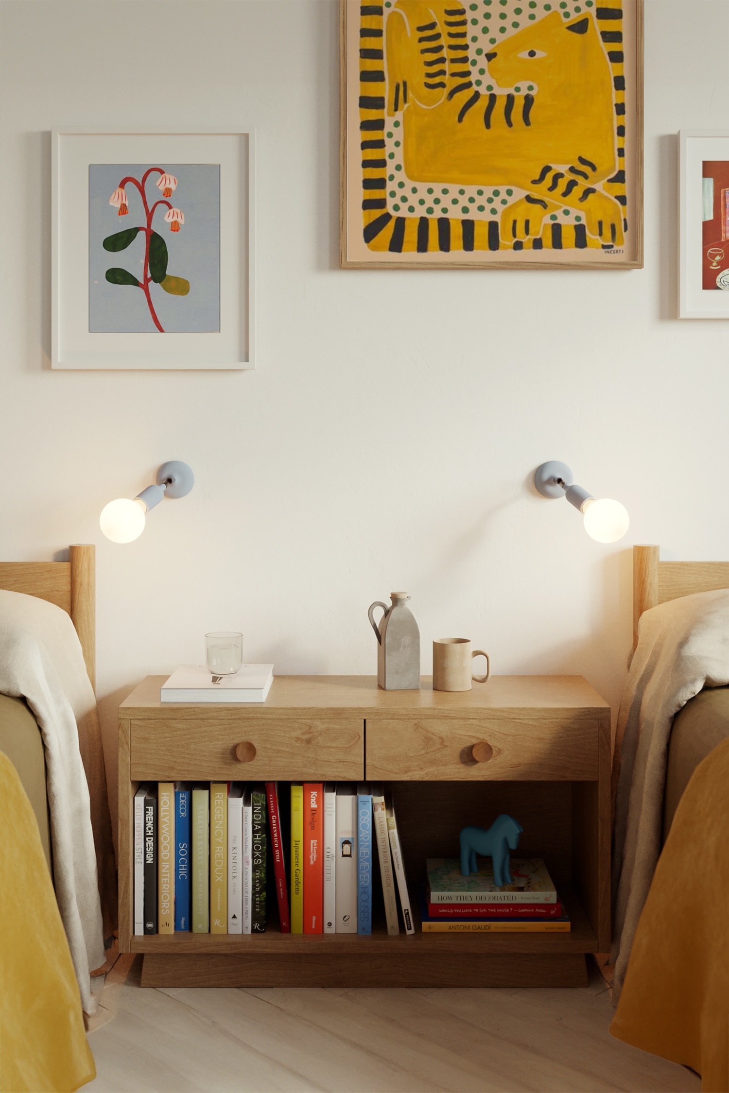 Sæt Af 2 Silikone Lamper Med Skifter Og Pærer - Blød Blå/Rød/Brun