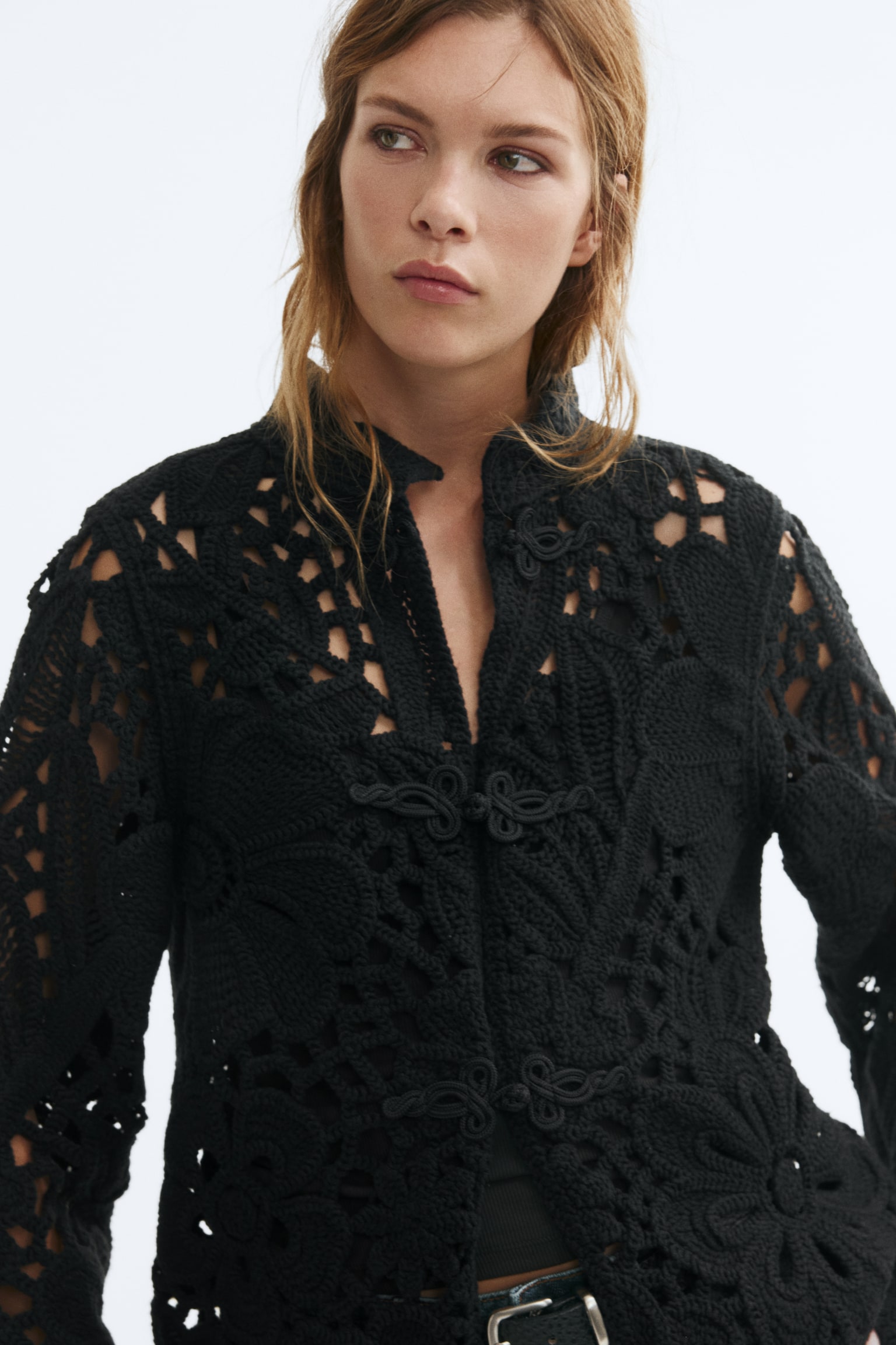 Женский кардиган H&M Crochet-Look, цвет: Чёрный — фото 3