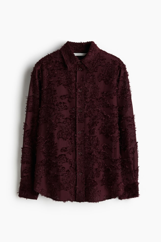 Jacquard-weave shirt - Burgundy - 1