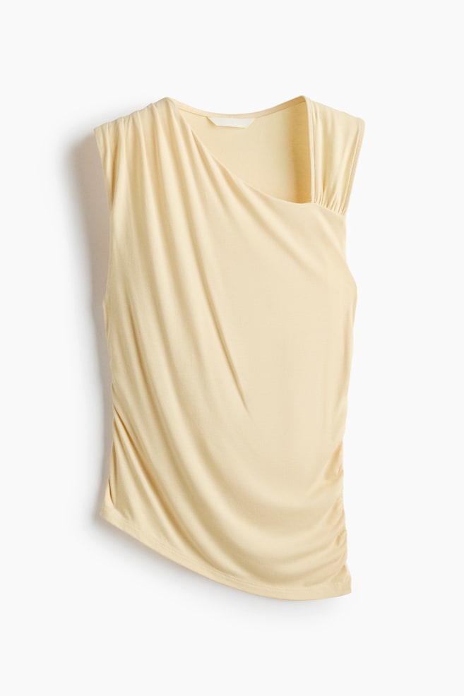 Draped Asymmetric Top - Light yellow/Cream/Dark brown - 1