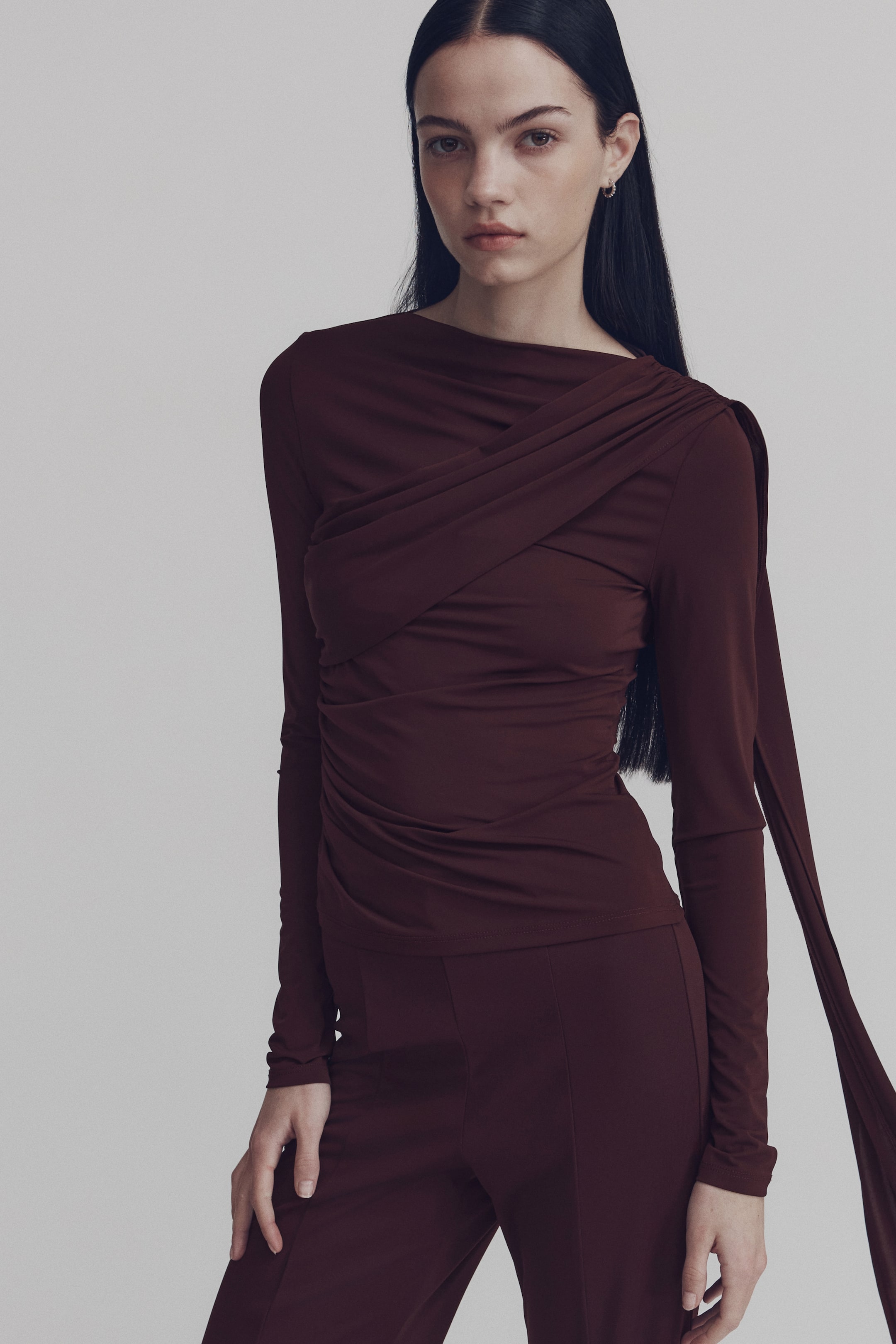 Agrandir l'image: Top froncé - Bordeaux - FEMME | H&M FR 2