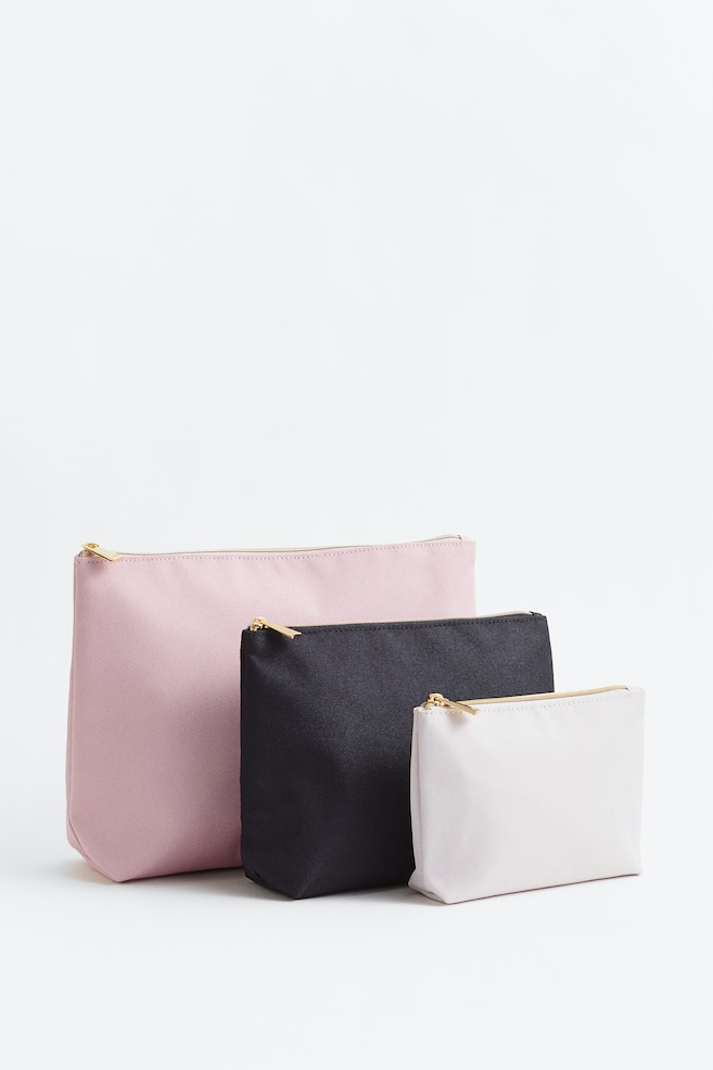3-pack wash bags - Black/Dusty pink/Black/Hot pink/Light purple/Pink - 3