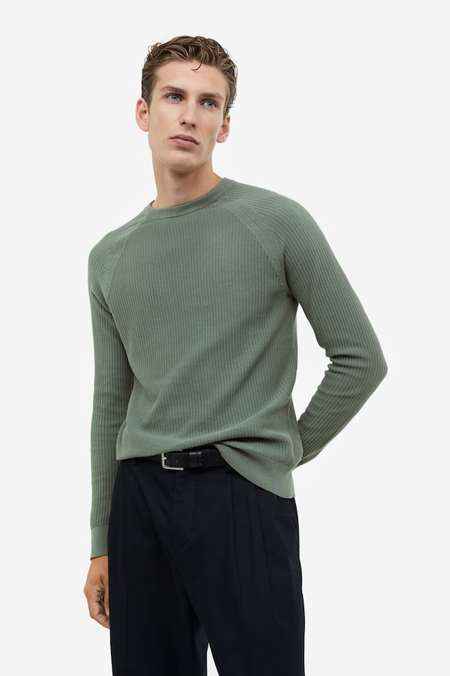 Knitted jumper Muscle Fit - Green/Black/White/Dark grey - 1