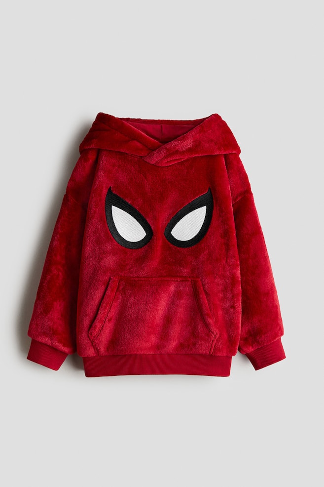 Embroidered-motif pile hoodie - Red/Marvel Comics/Green/Minecraft/Green/The Grinch - 1