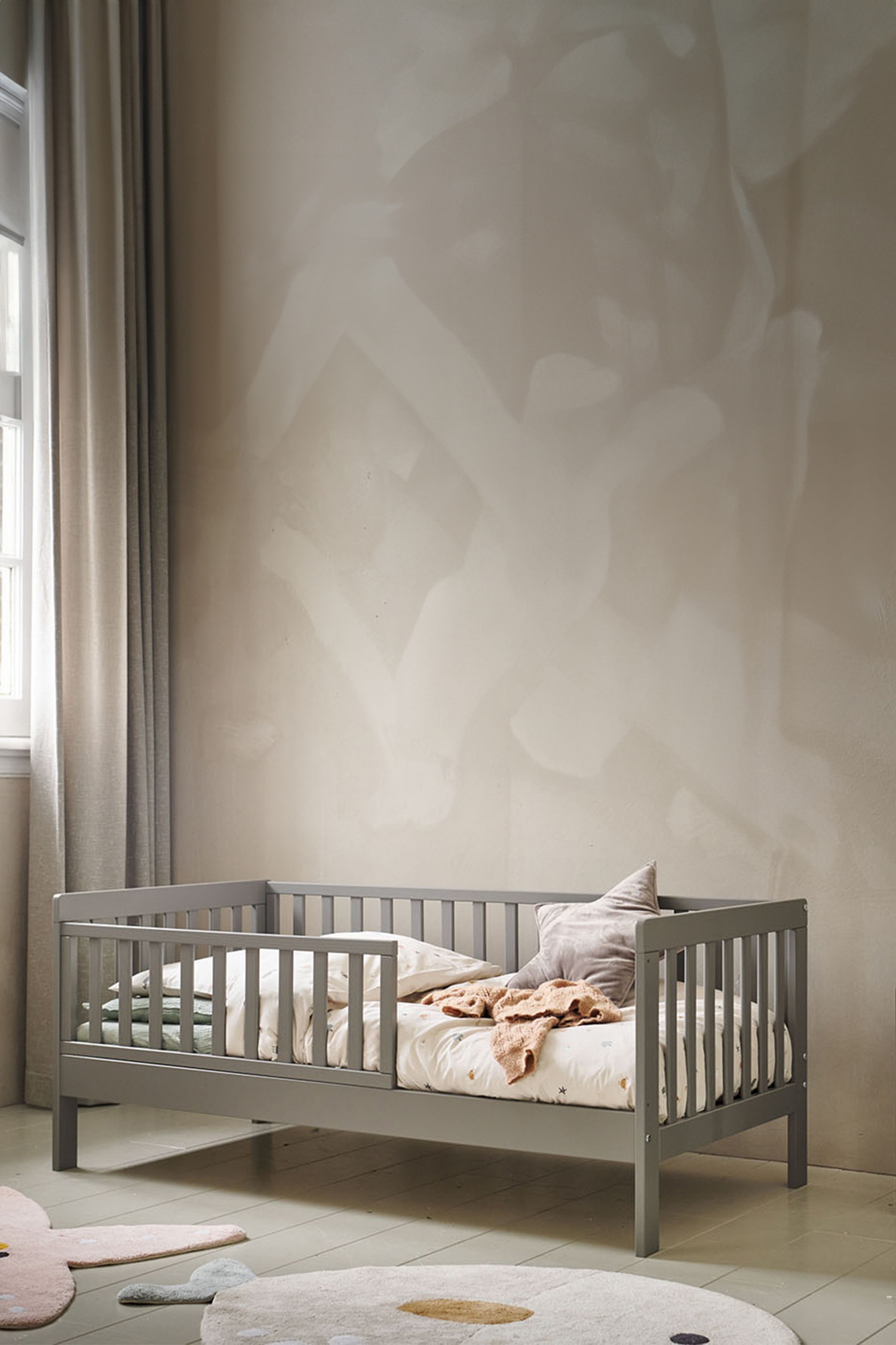 Kleinkinderbett - Plume - Grau/Schwarz/Weiss