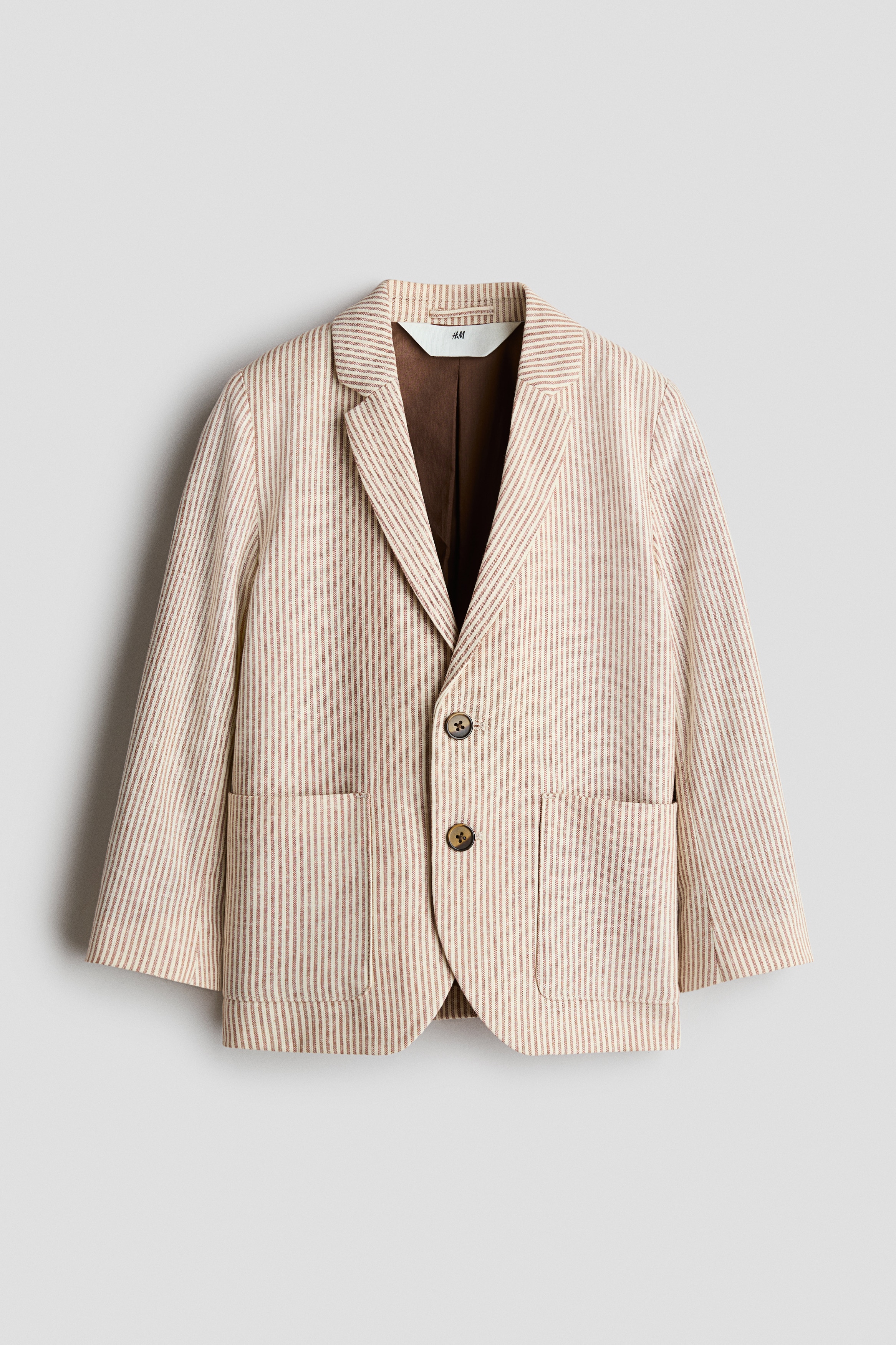 Linen-blend jacket - Beige/Striped