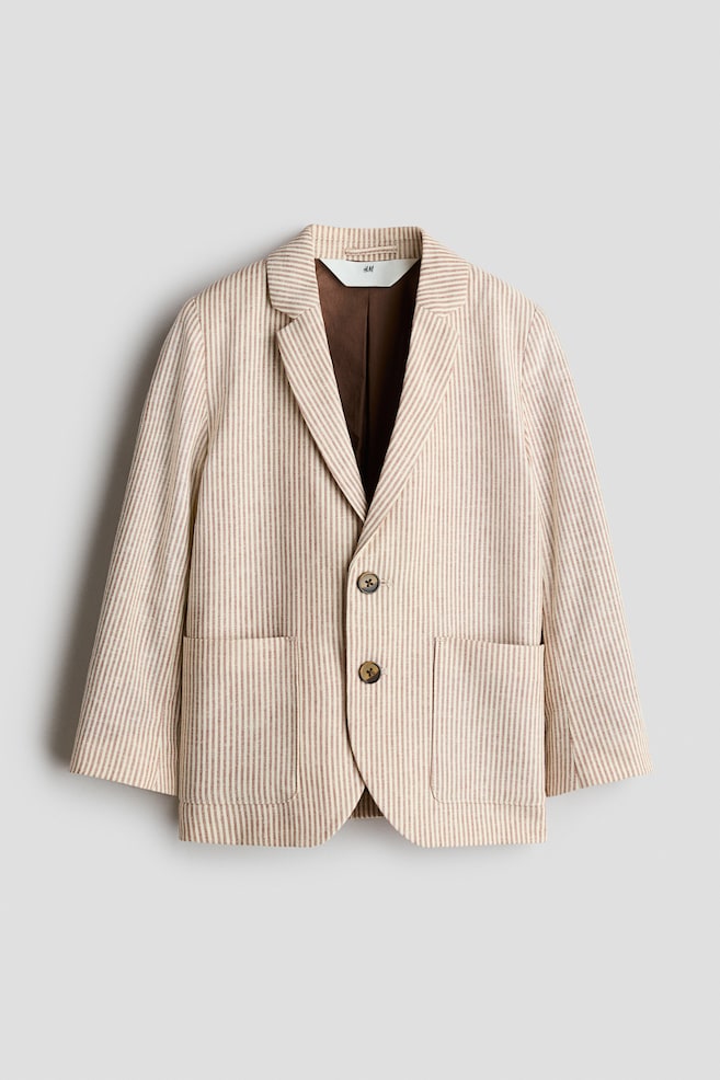Linen-blend jacket - Beige/Striped - 1