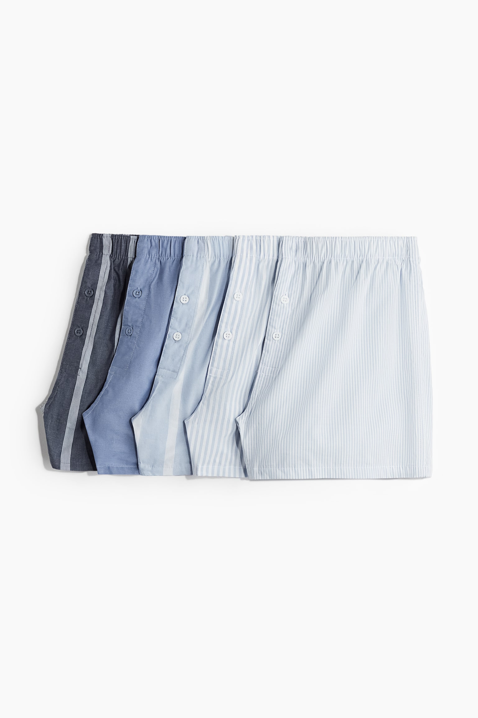 5-pack Woven Cotton Boxer Shorts - Light blue/Stripe/Dark grey/Black/Grey/White check/Blue/Check/Dark grey/Check/Light blue/Dark blue/Green/Check/Black/Stripe/Light blue/Stripe/Light green/Dark green/Navy blue/Check/Light blue/Dark blue/Dark grey/Grey/Stripe/Black/Check/Beige/Check/Blue/Check/Dark green/Check/Light beige/Pattern/Greige/Check/Blue/Check/Dark grey/Check - 1