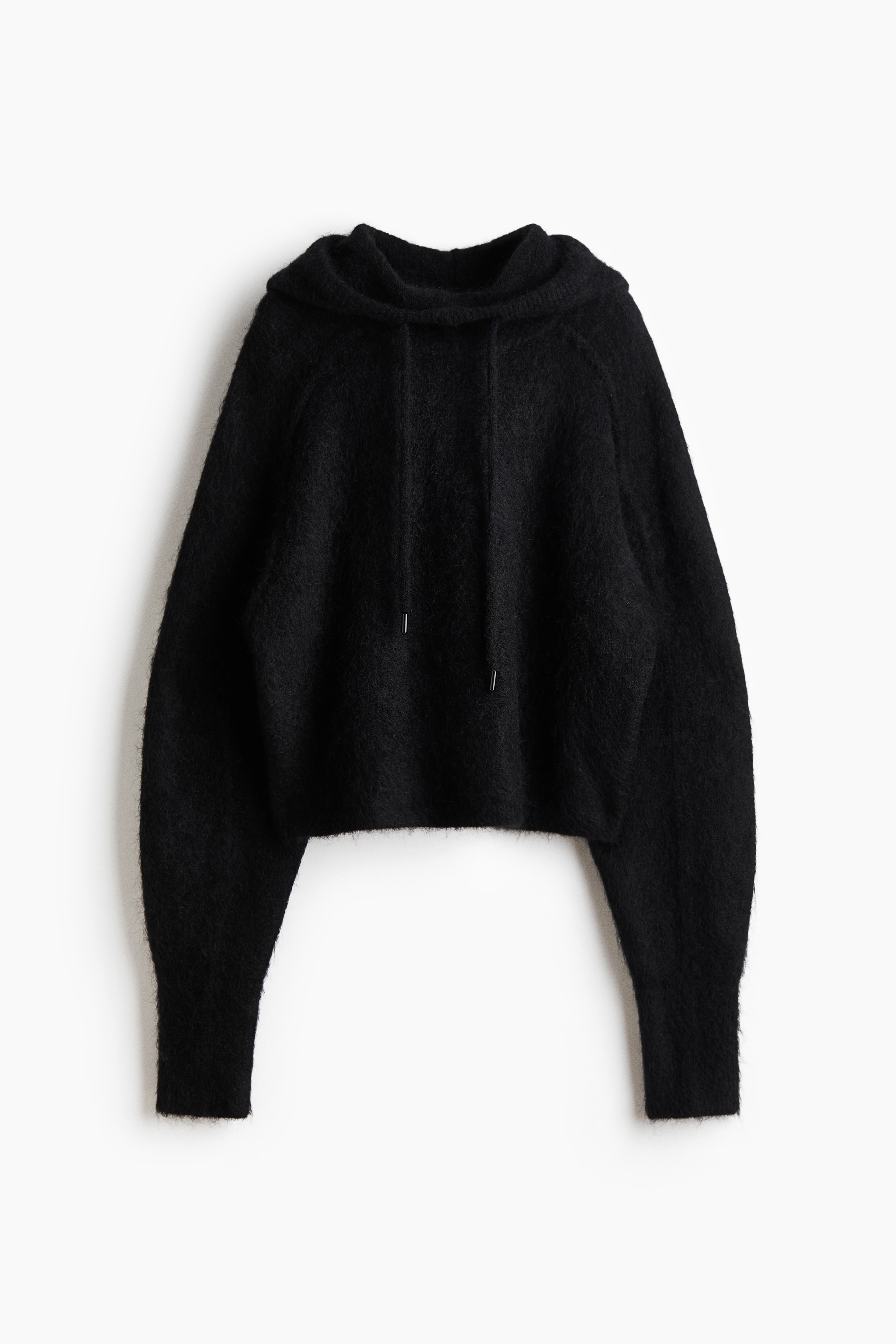 Mohair-blend hoodie - Black/Dark brown