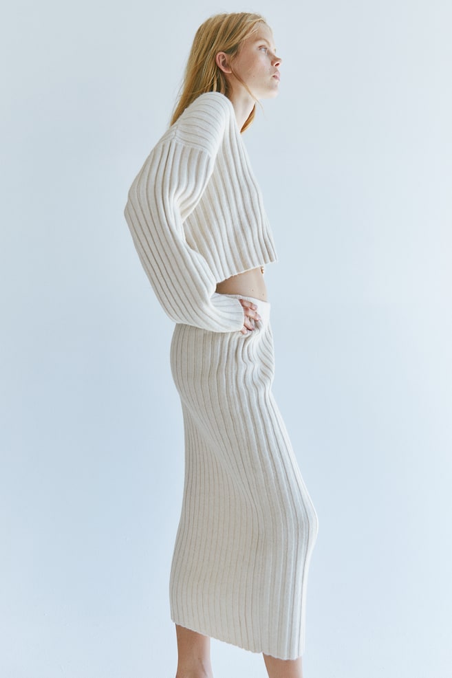 Rib-knit jumper - Natural white - 3