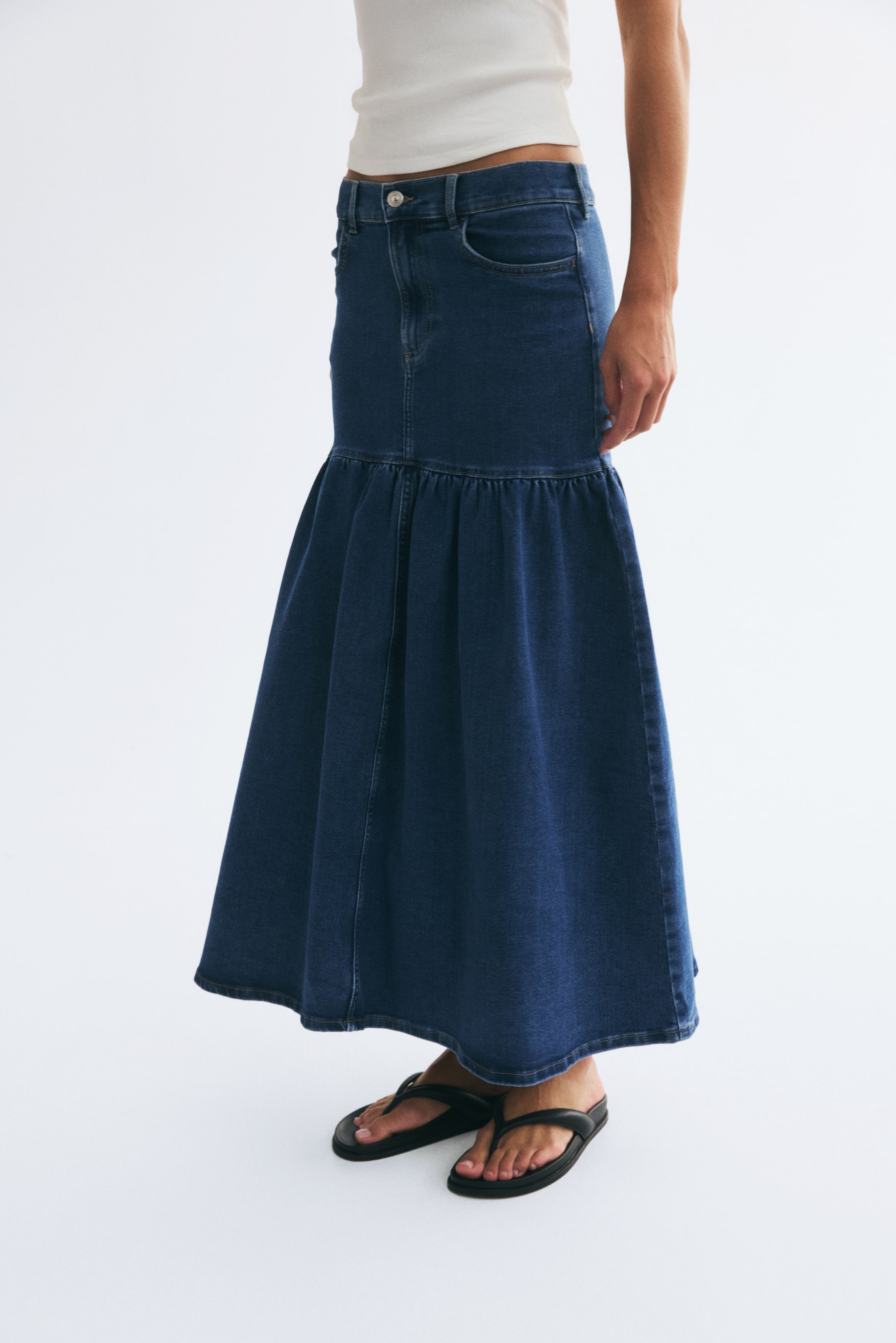 Tiered Denim Skirt