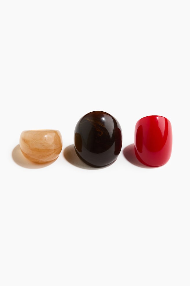 Robustní prsten 3 kusy - Red/Dark brown/Apricot - 1