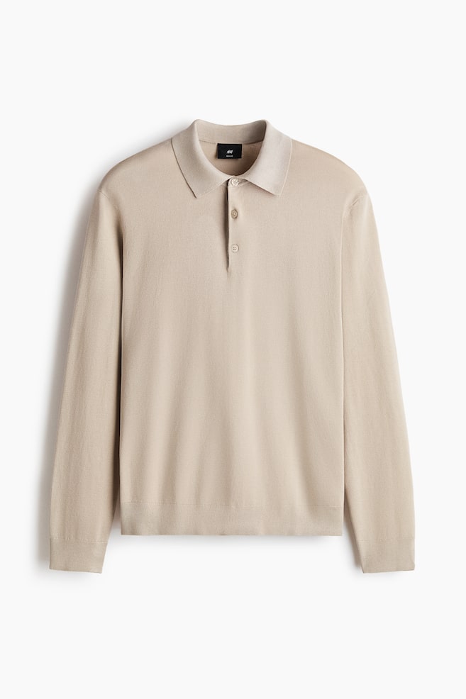 Regular Fit Fine Knit Polo Shirt - Light beige/Blue/Navy blue/Grey marle/Beige/Dark beige/Dark blue/Black/Brown - 1