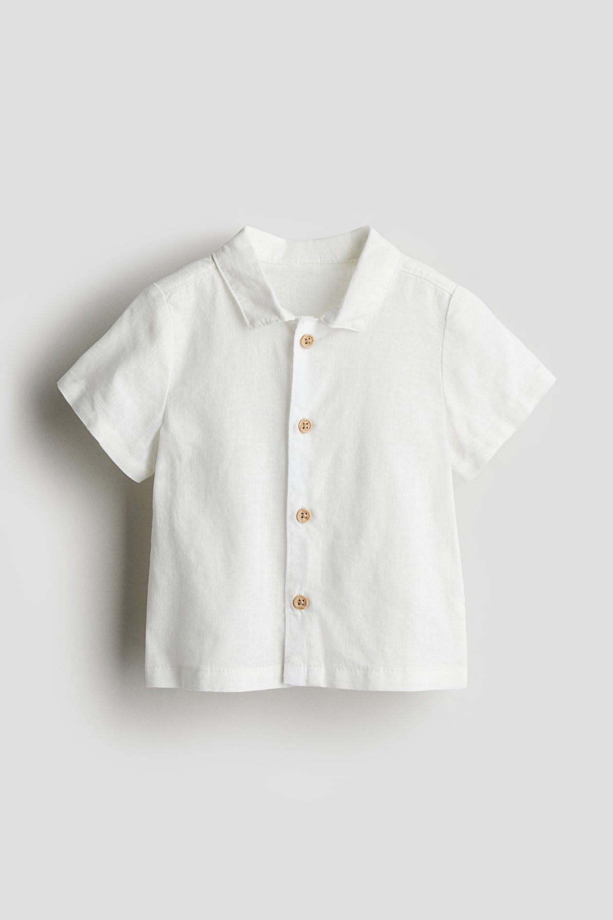 Linen-blend Shirt - Short sleeve - Regular length - White - Kids | H&M US