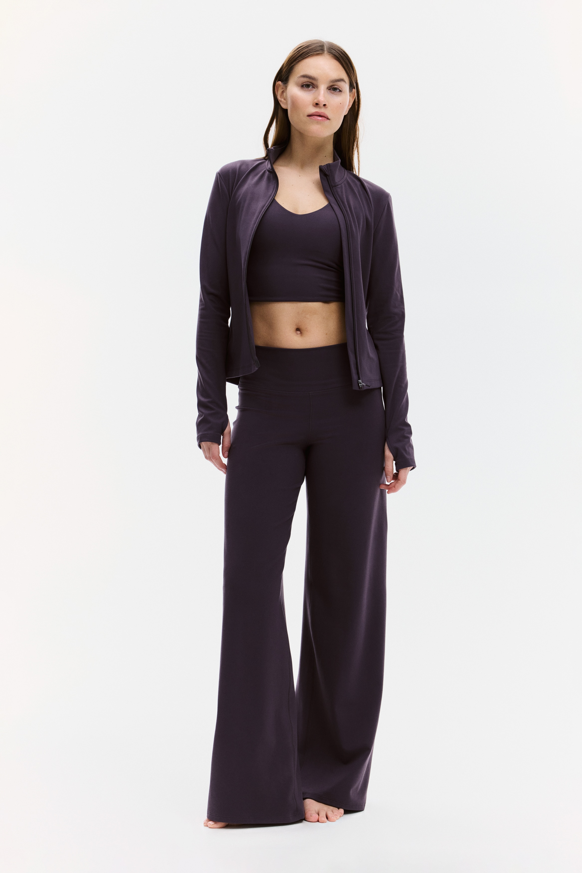Wijde sportlegging met SoftMove™ - Pruimenpaars/Warmbruin/Zwart/Donker kleigrijs