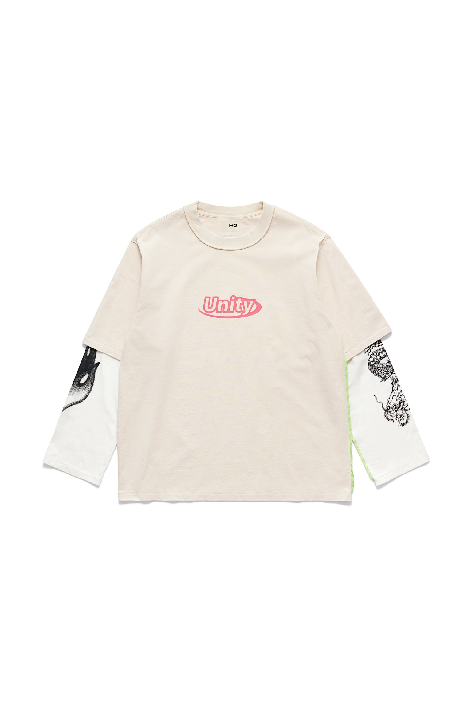 Double Layered Tee - Light beige/Black - 2