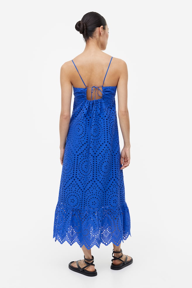 Broderie anglaise dress - Bright blue/White - 4