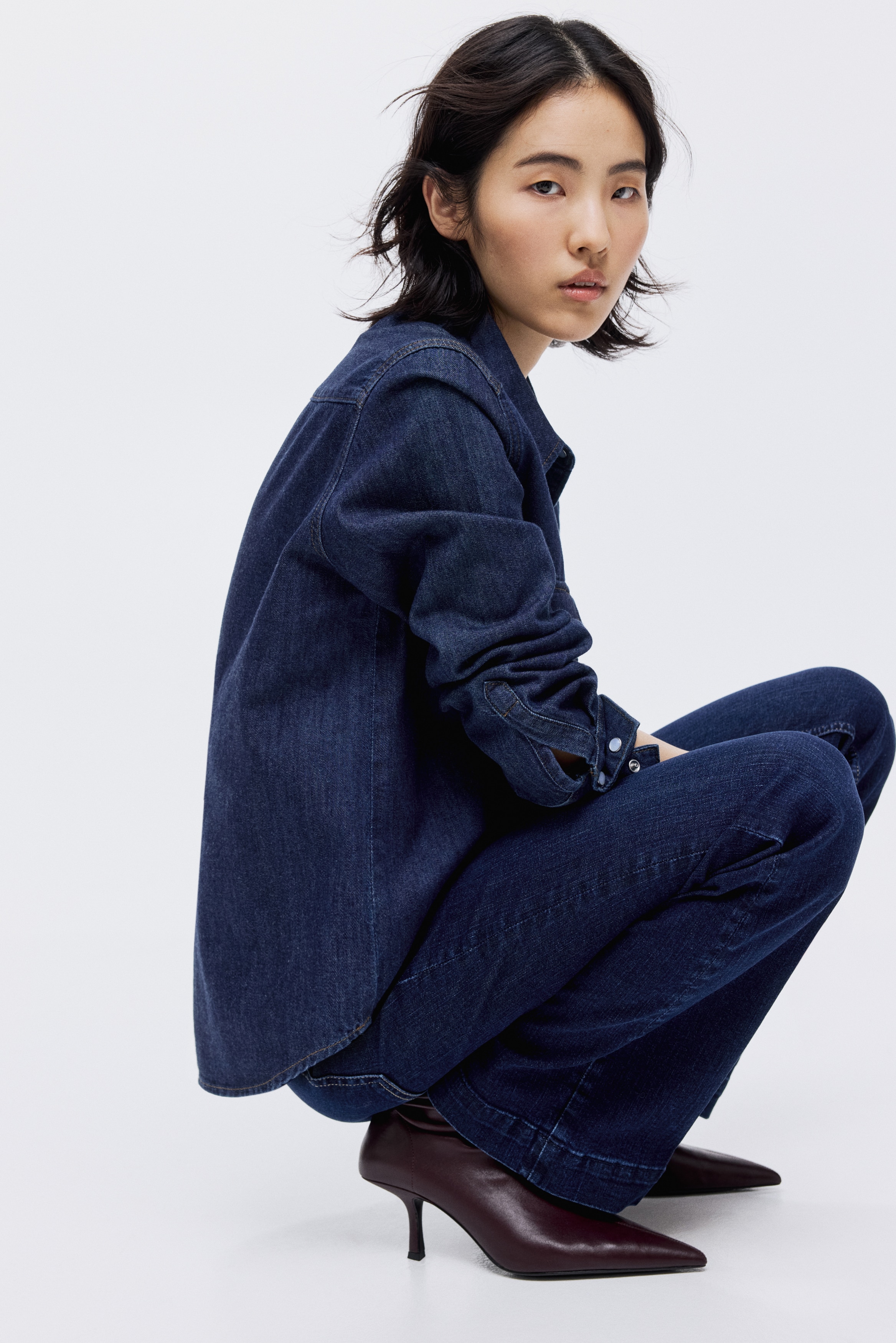 H & M - レザーソックスブーツ - レッド