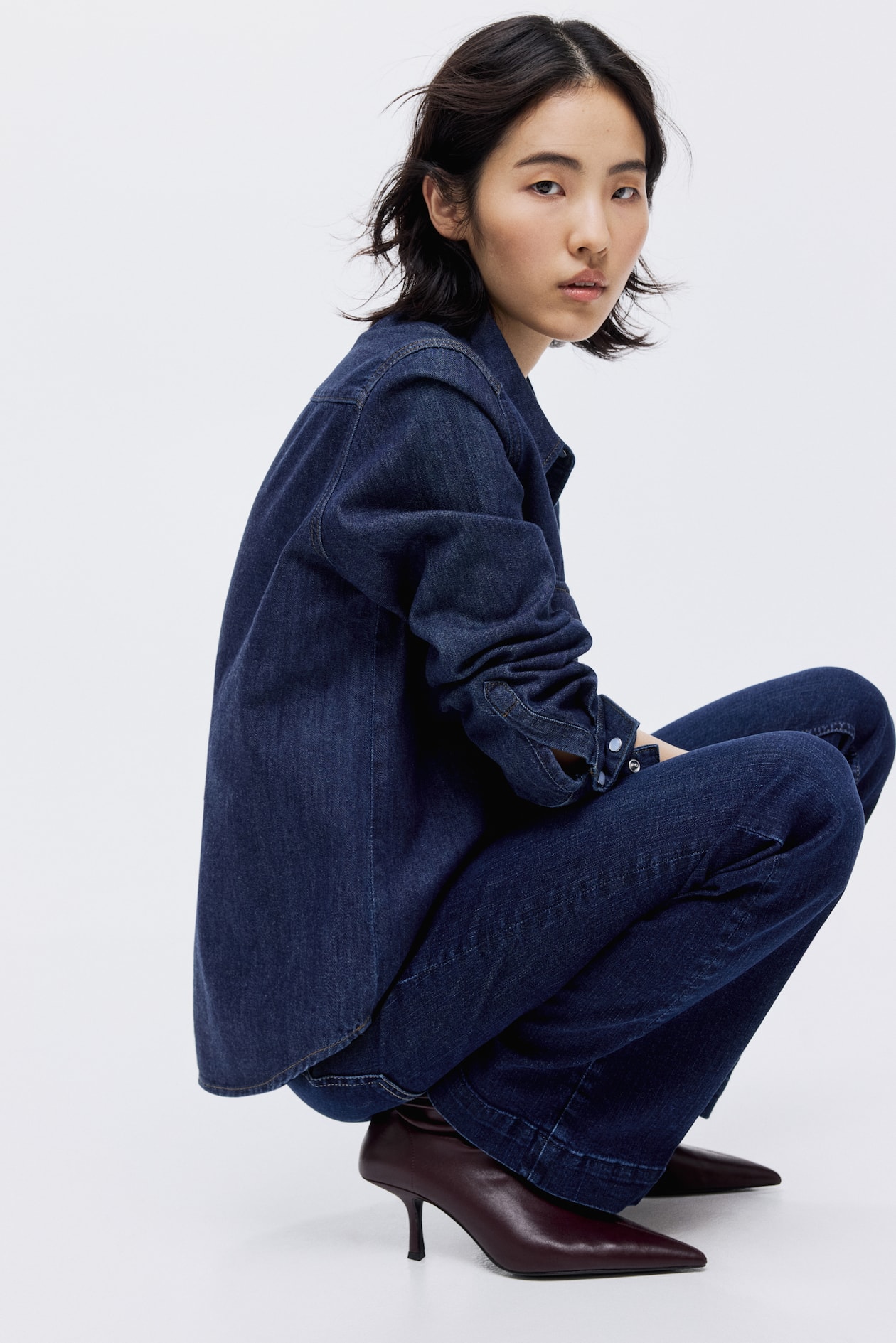 Bottines chaussettes en cuir - Bordeaux - FEMME | H&M FR