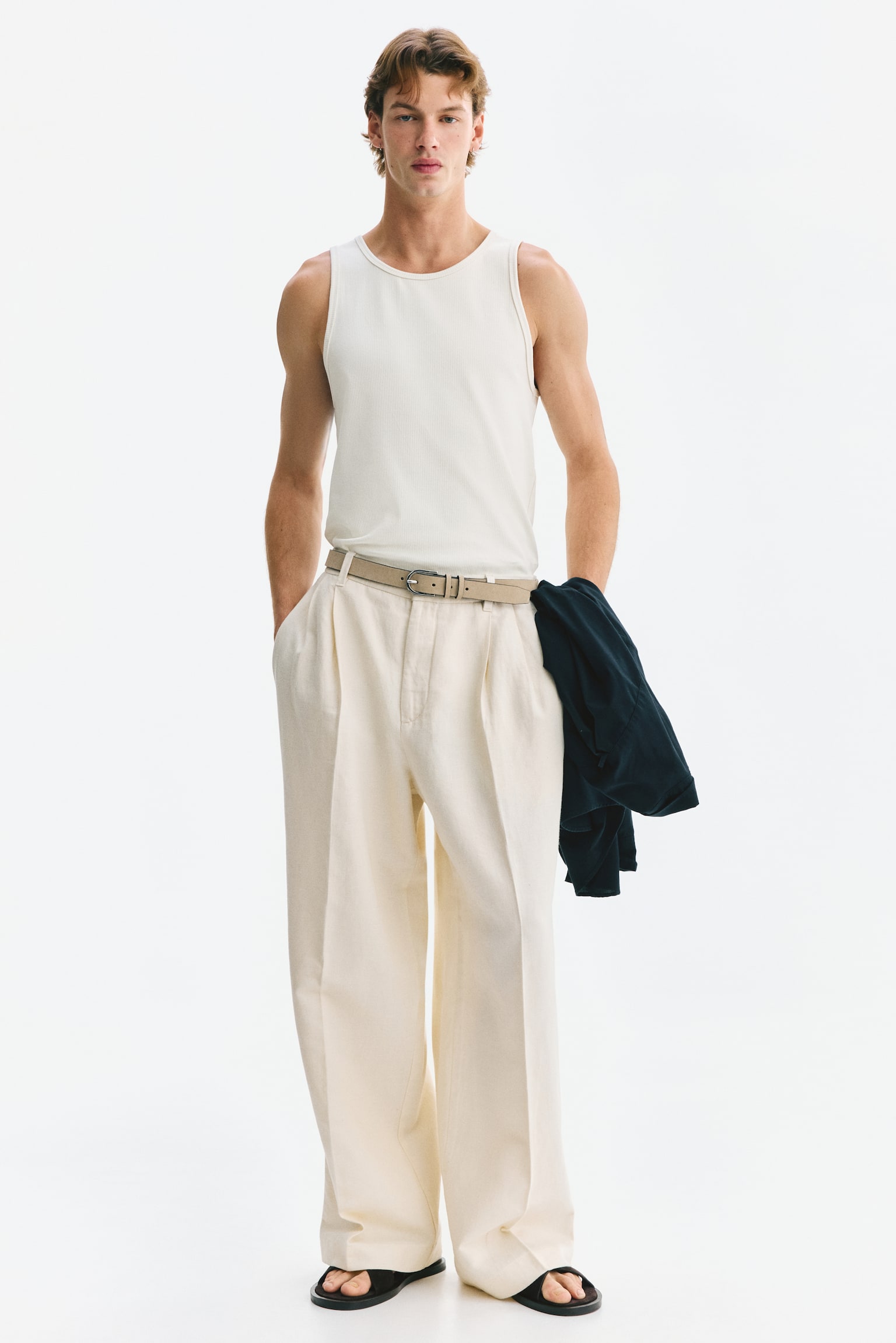 Slim-Fit Ribbed Tank Top - White/Brown/Dark gray/White/Black/Black - 1
