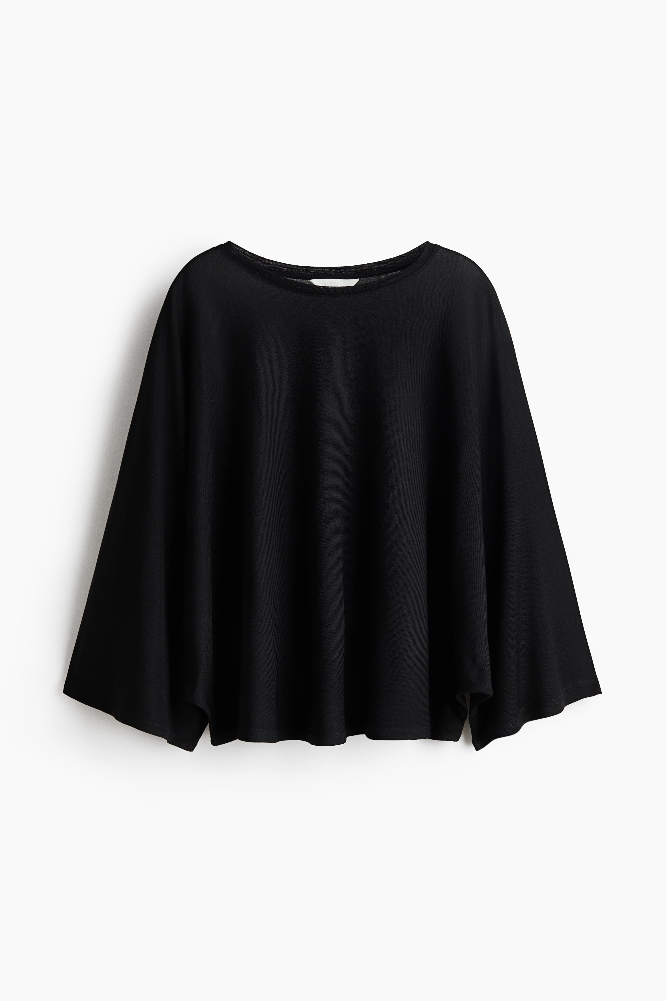 Batwing-Sleeved Jersey Top - Black