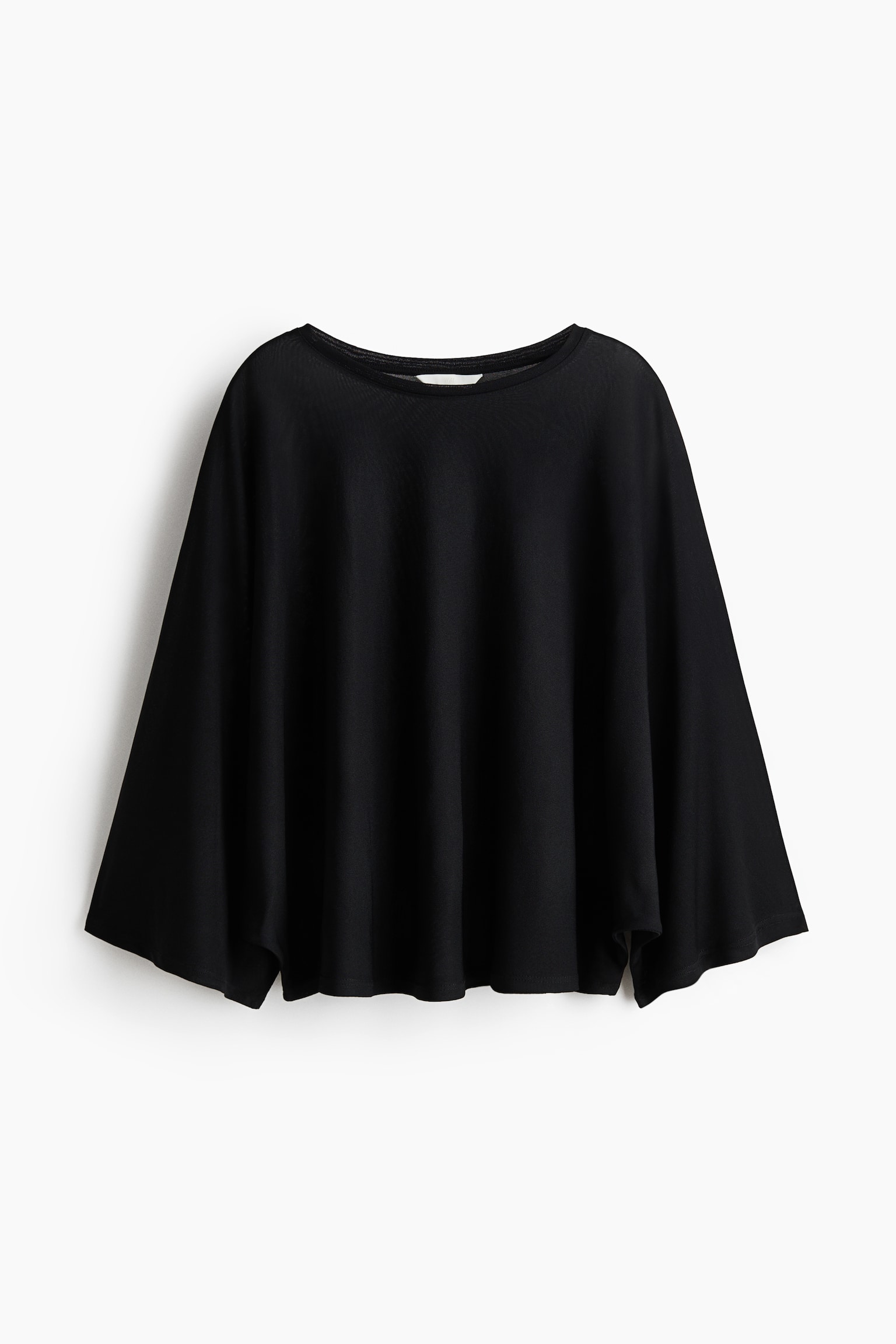 Batwing-sleeved jersey top - Black - 2