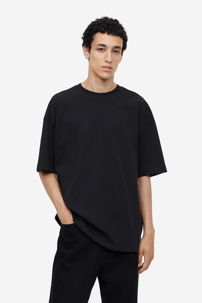 T-shirt Oversized Fit en coton - Noir/Marron - 1