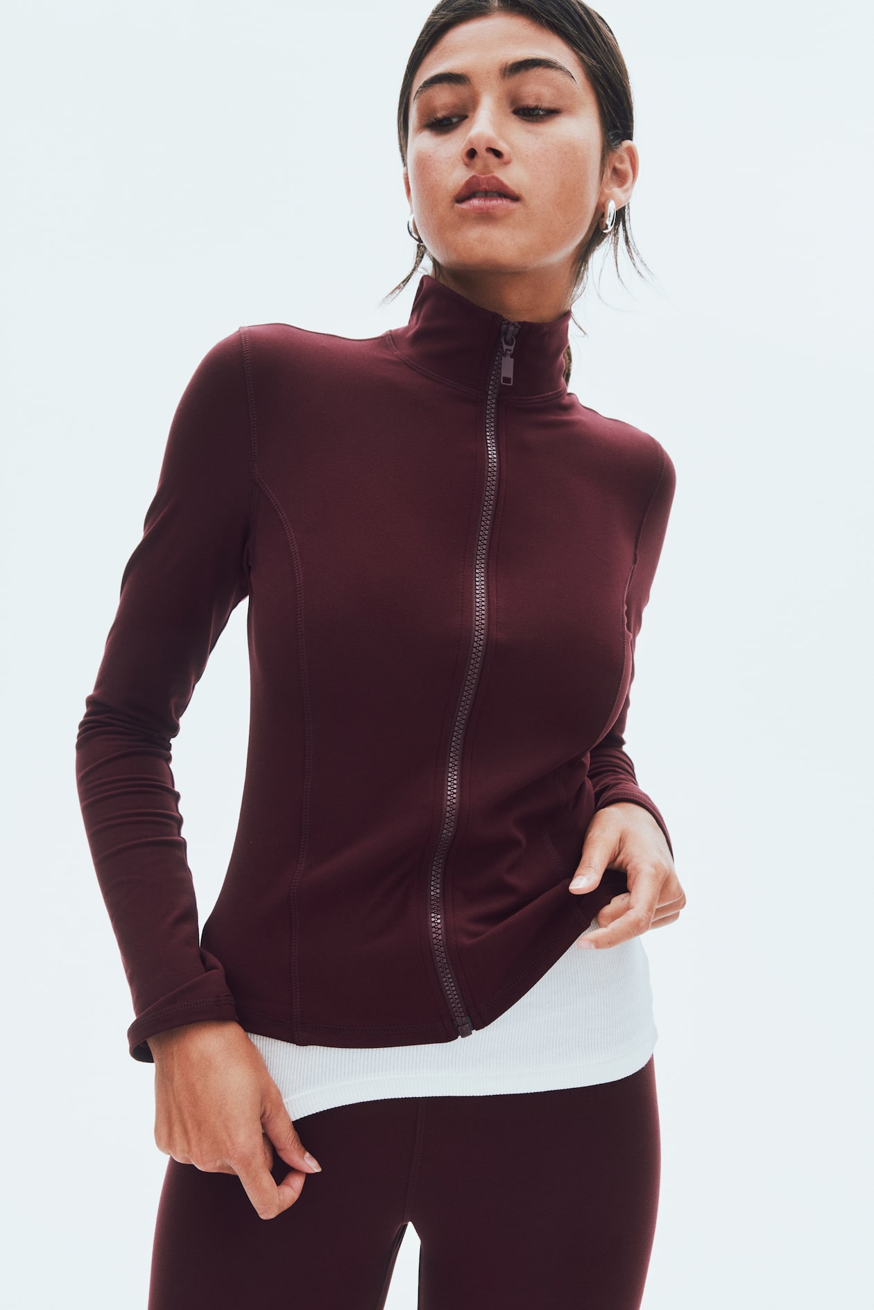Jersey Top with Full-Length Zipper