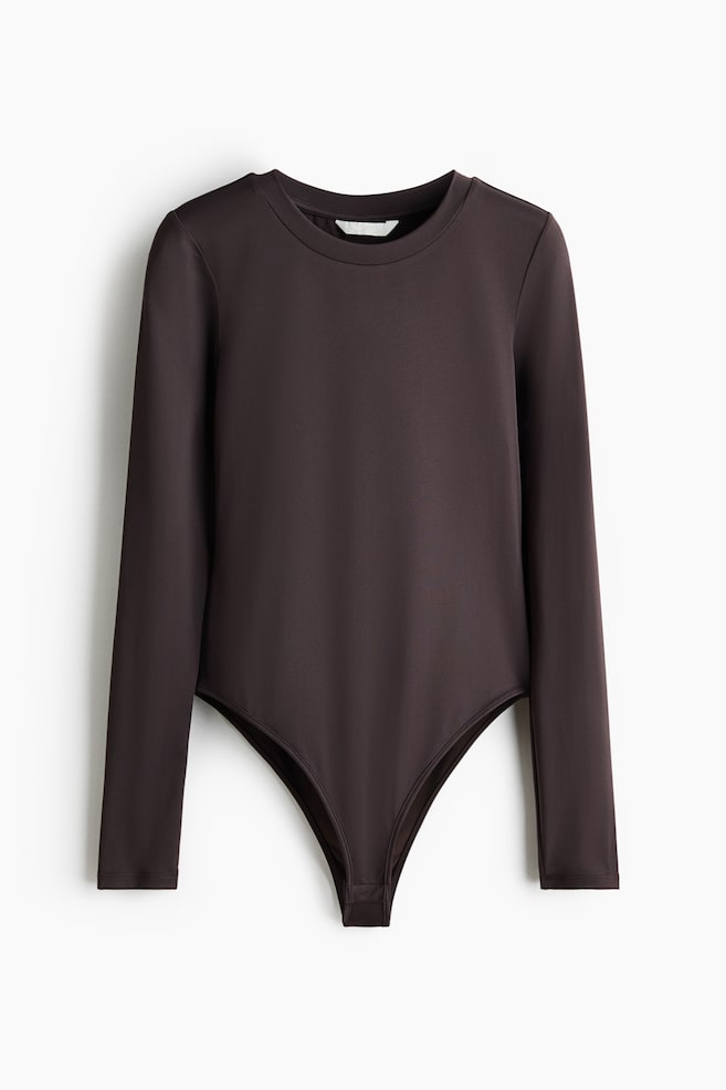 Body de manga larga en microfibra - Gris trufa/Crema/Negro - 1