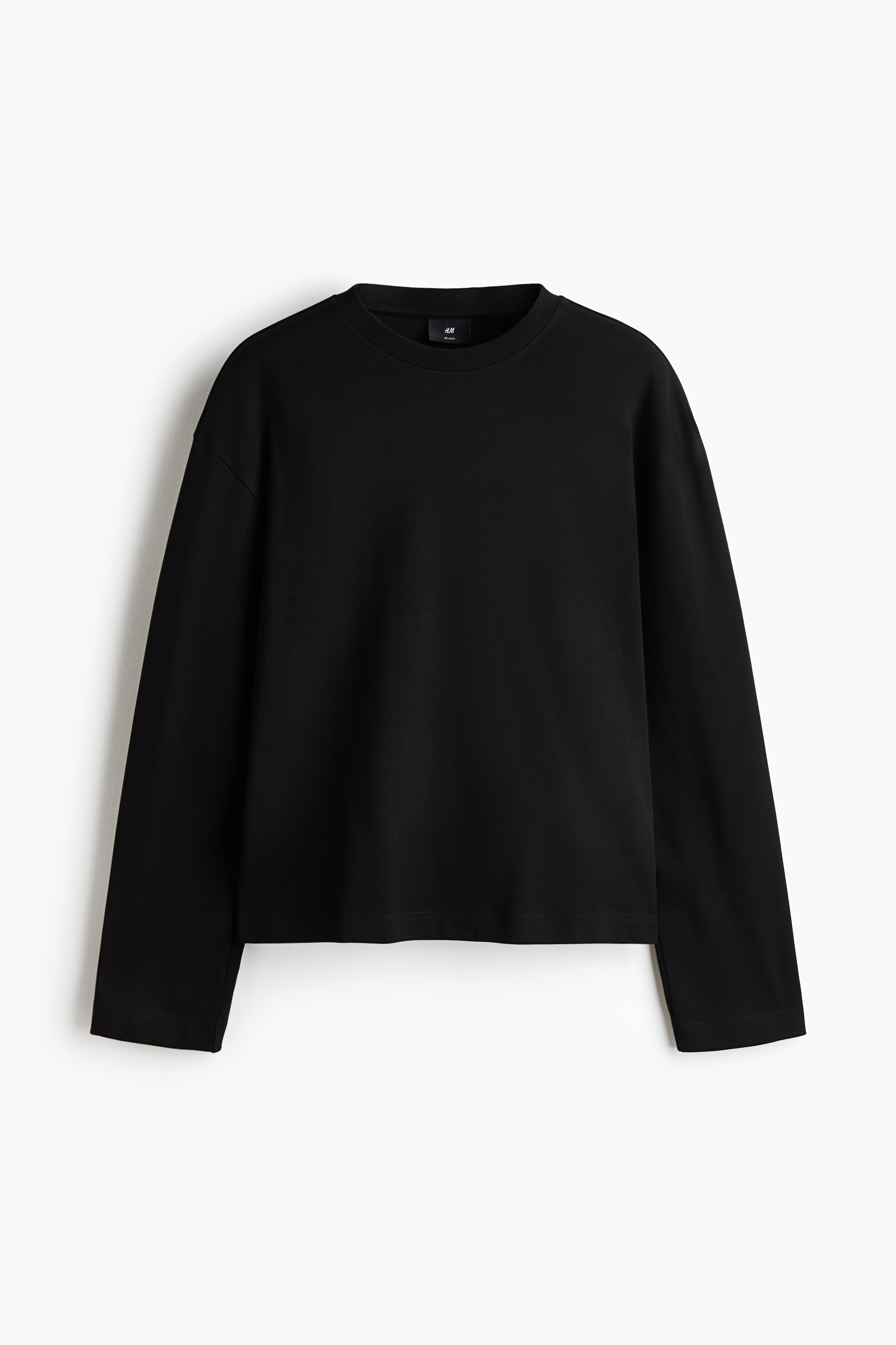 Relaxed-Fit Long-Sleeved Interlock Cotton T-Shirt - Black/Light taupe/Dark brown