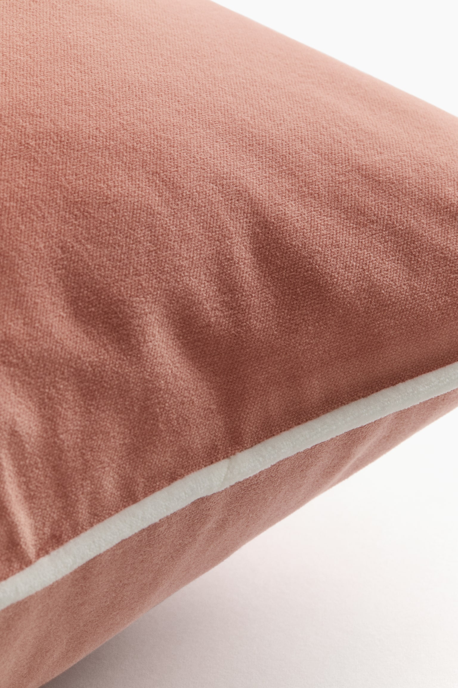 Piping-detail velvet cushion cover - Old rose/Light dusty pink/Light beige/Brown/Light green/Greige - 6