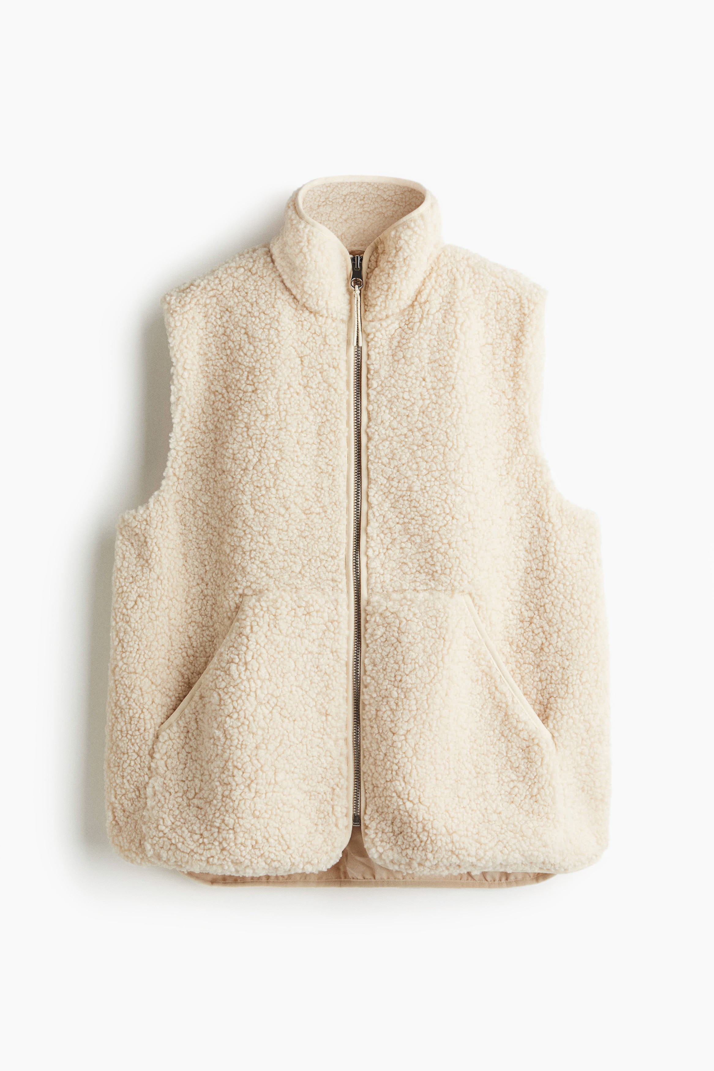 Veste sans manches en polar - Beige clair/Noir