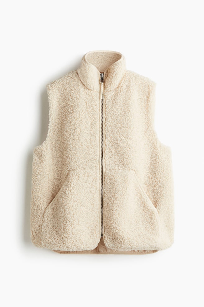 Teddy Fleece Vest - Light beige/Black - 1