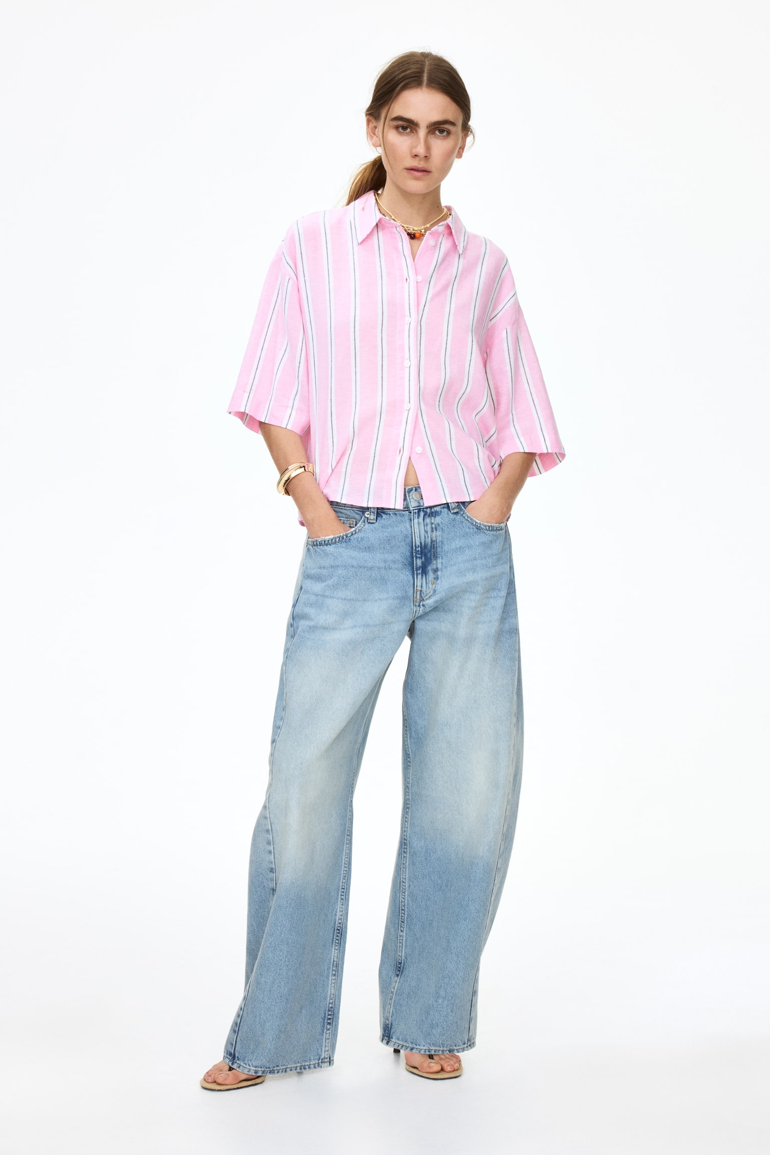 Oversized Linen-Blend Shirt - 5