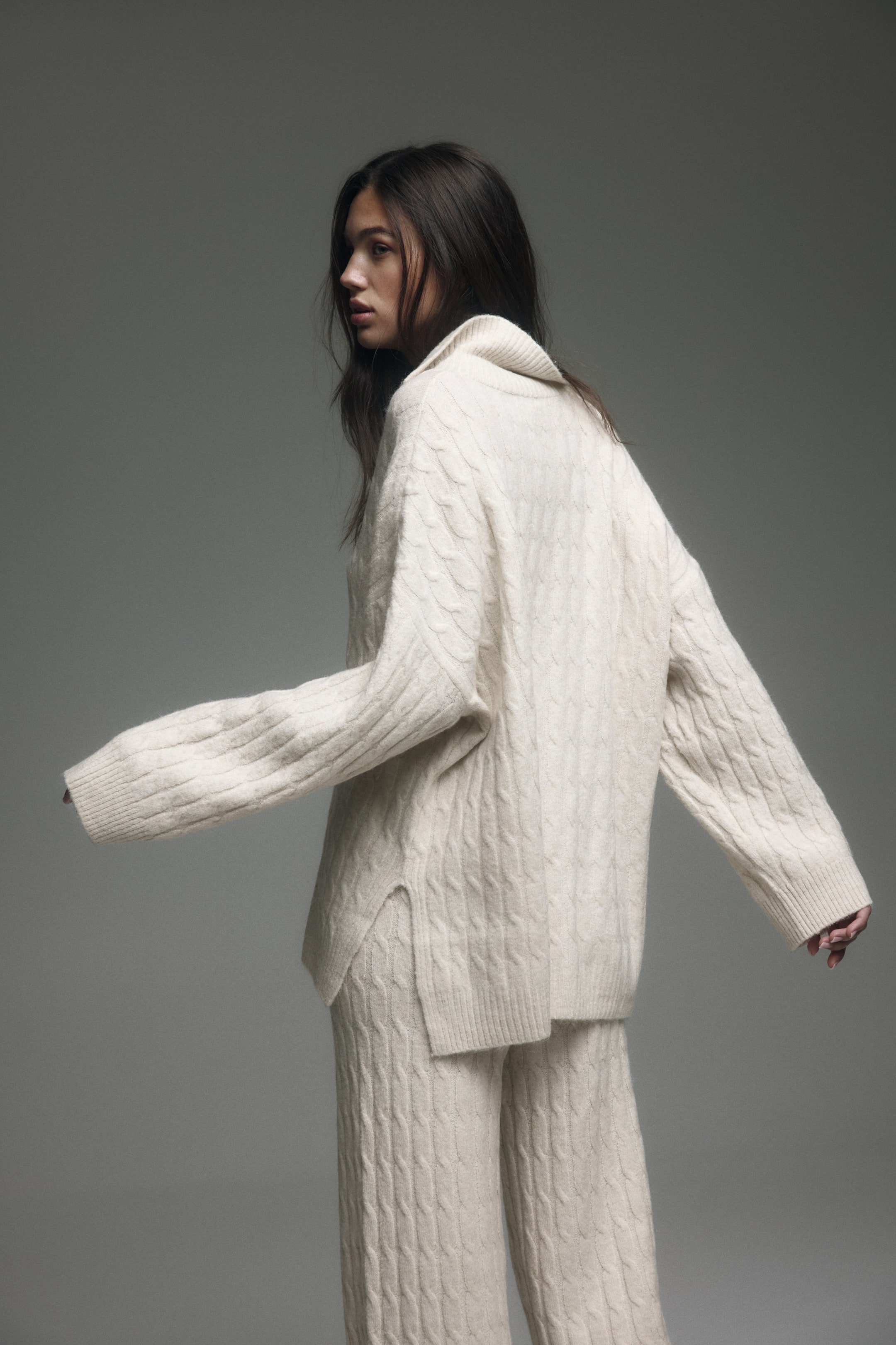 View larger image: Cable-knit jumper - Light beige marl - Ladies | H&M GB 1