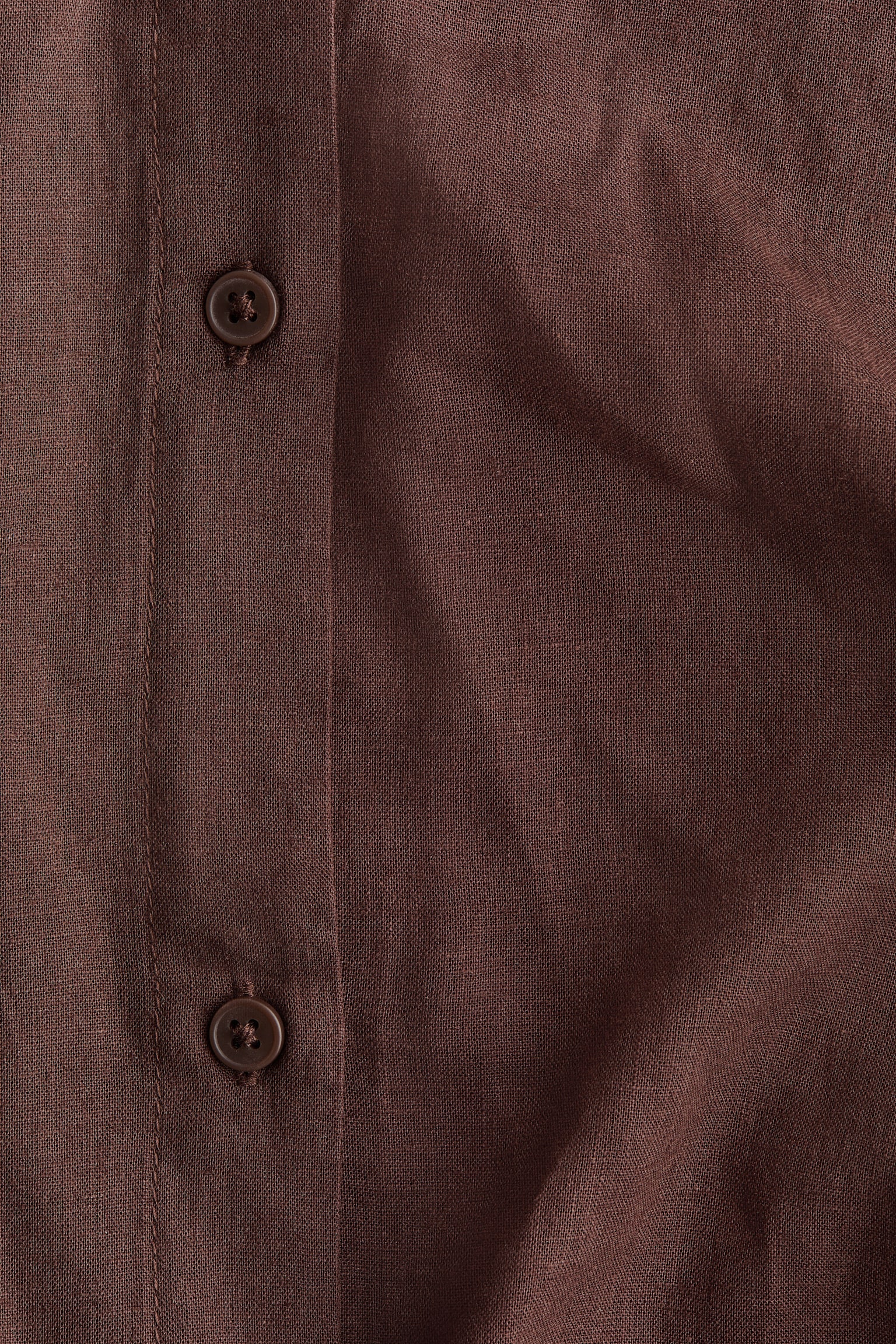 Linen-blend shirt dress - Dark brown/Light beige - 3