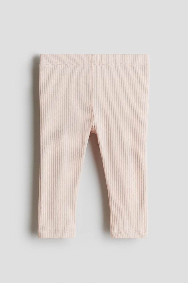 Ribbed Cotton Leggings - Light pink/Beige/Black/Dusty pink/Light blue/Light blue/Light gray/Light pink - 1