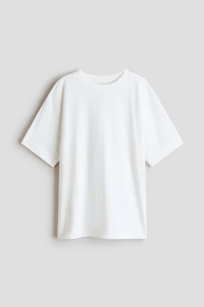 Loose-fit T-shirt - Ivory/White/Dark grey marl/Turquoise - 1