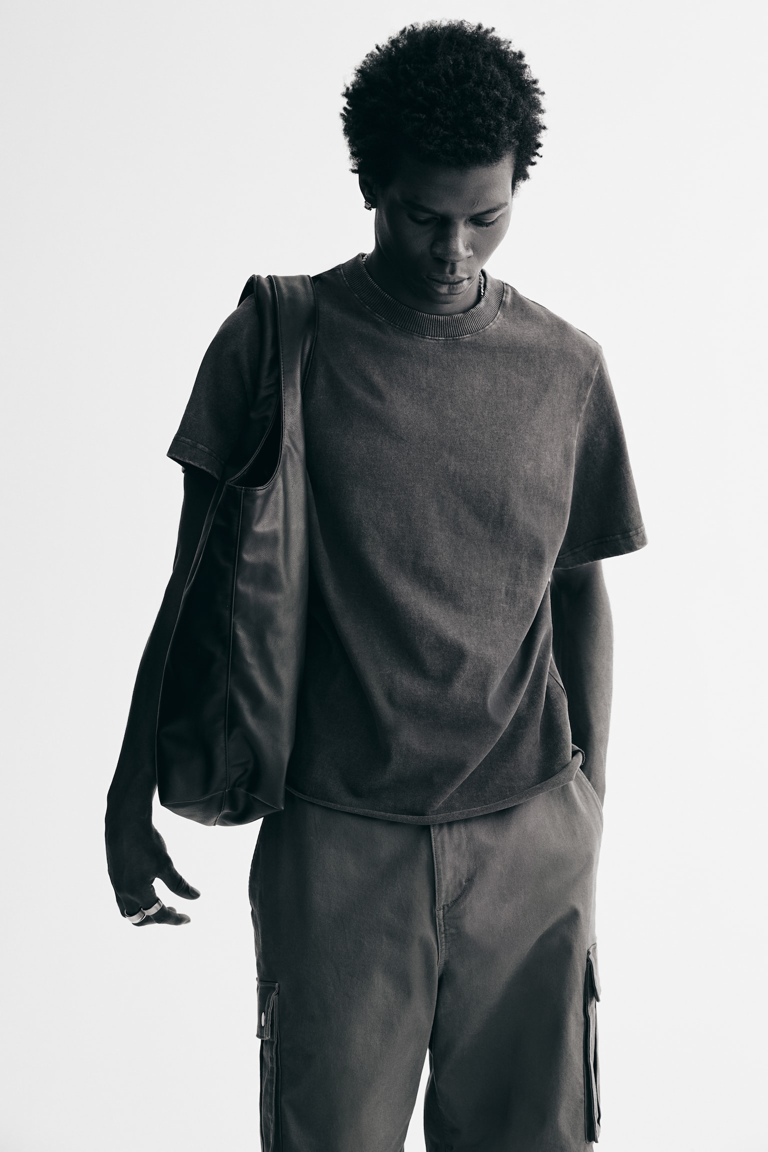 Áo thun bạc màu Regular Fit - Màu xám đậm/Màu trắng - 5