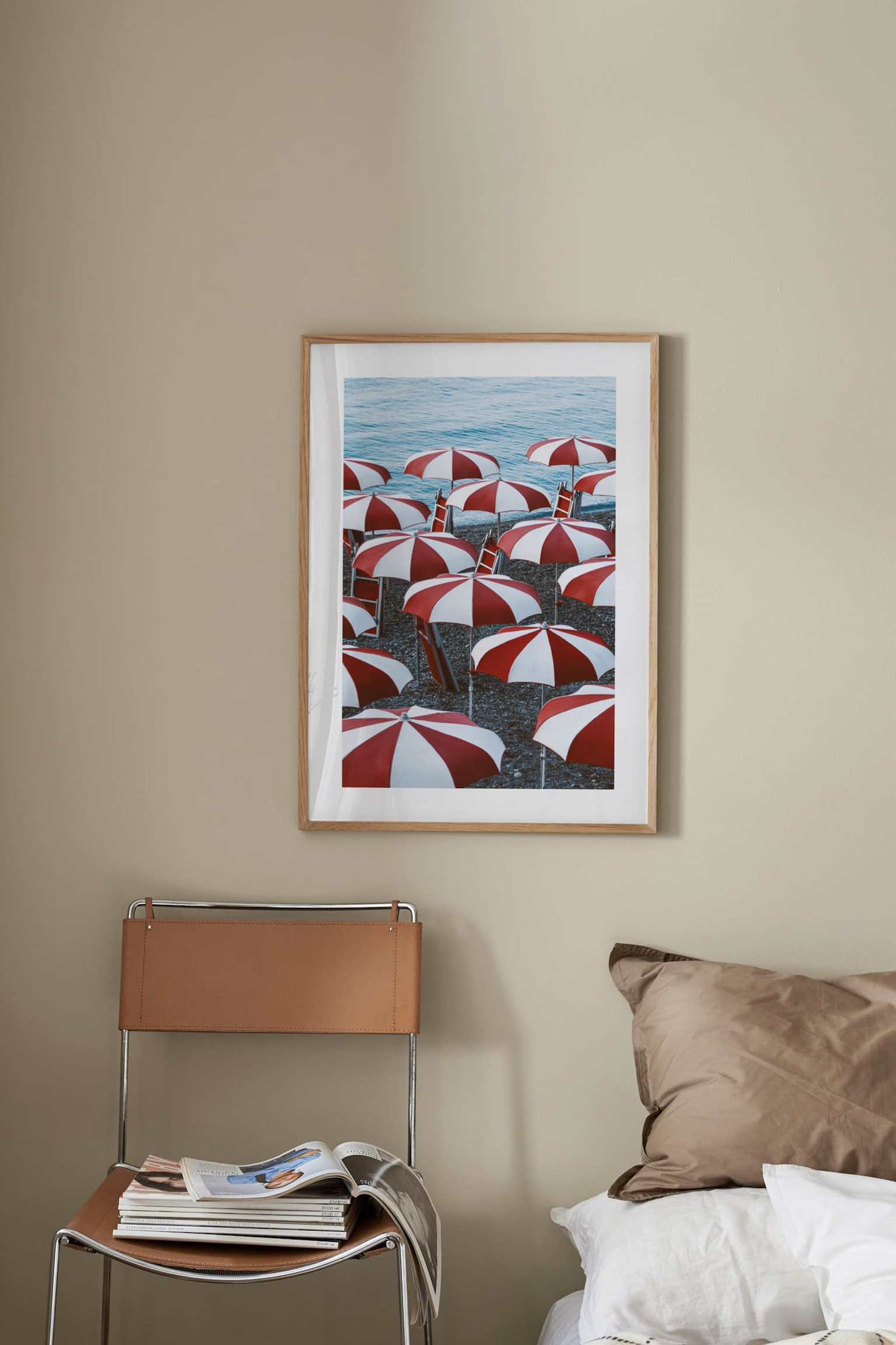 Striped Beach Umbrellas Poster - Red - 2