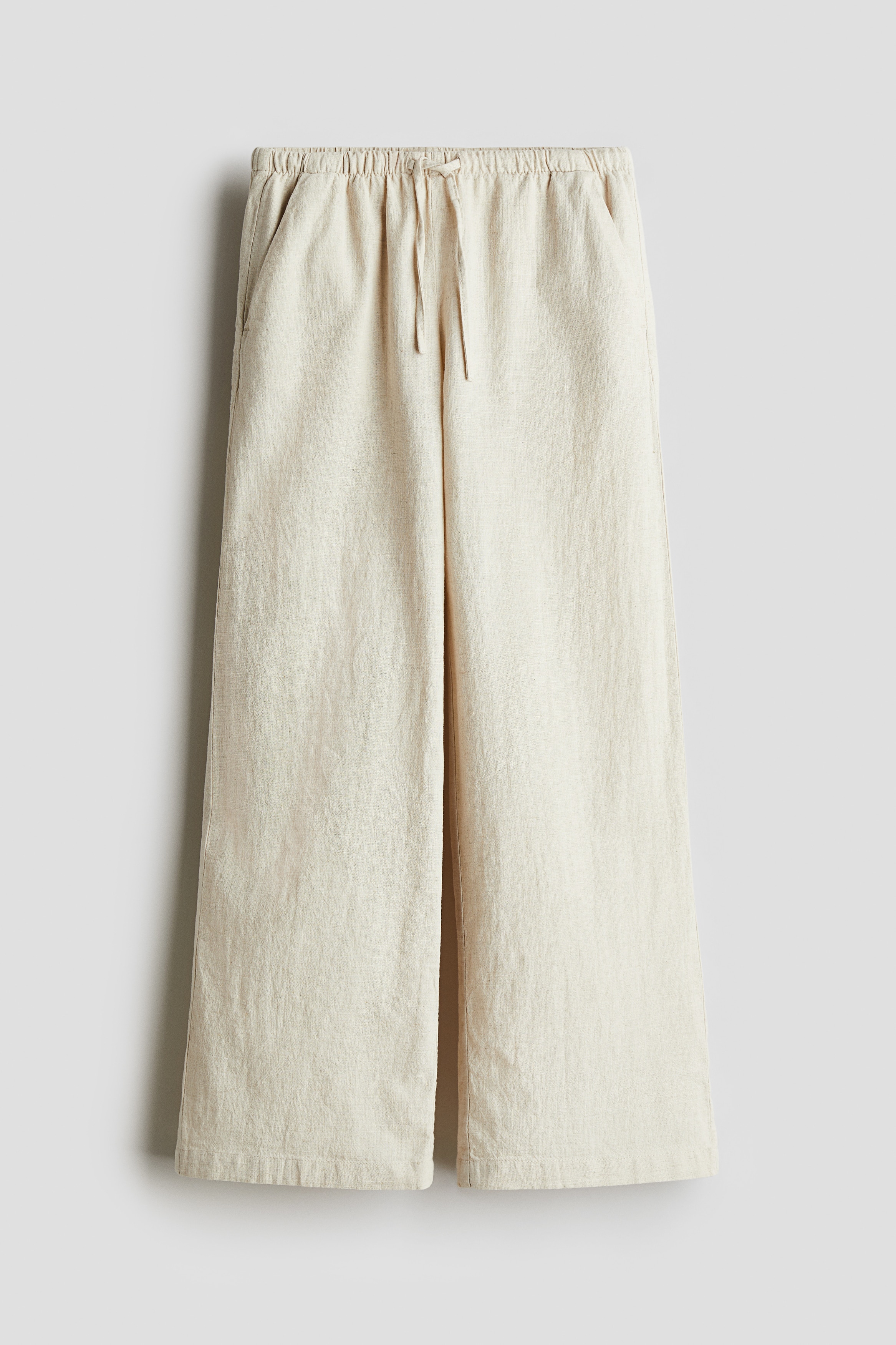 Linen-Blend Pants - Light beige/Cream