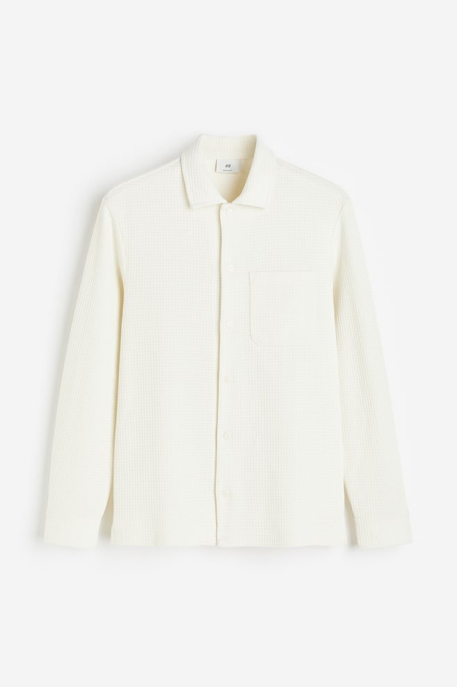 Regular Fit Vaflet skjorte - Cream/Marineblå - 2