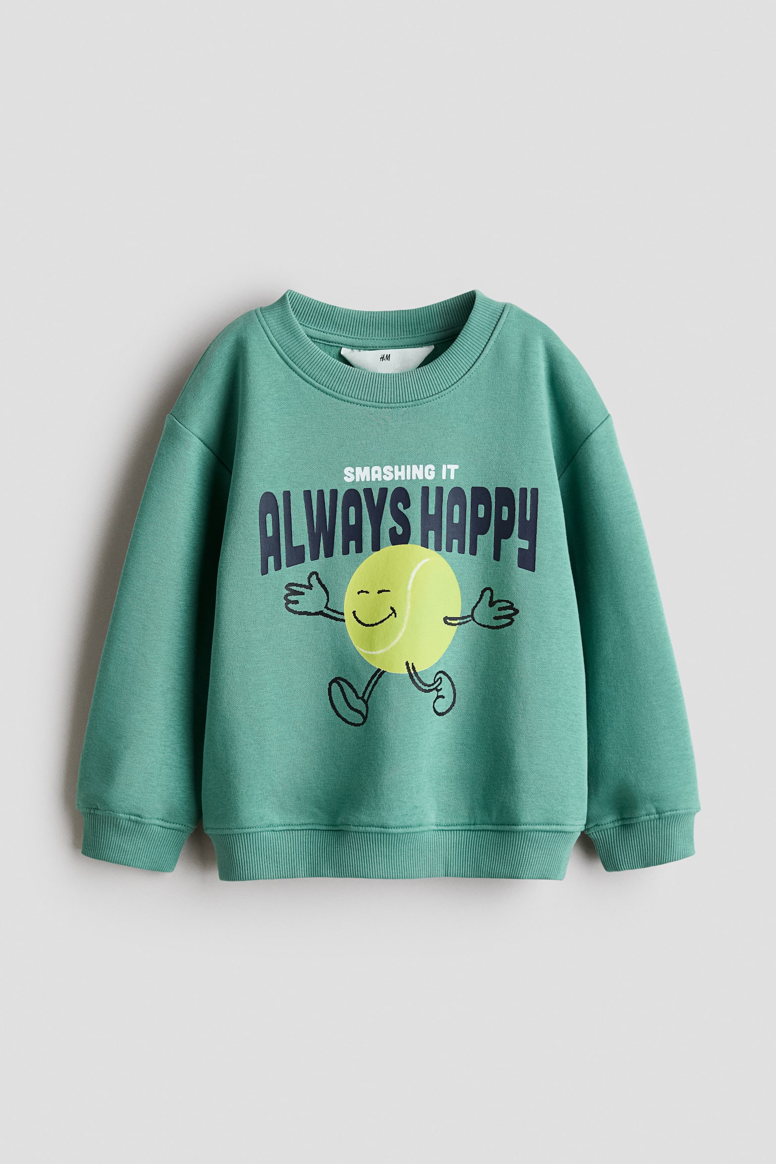 Print Brushed Inside Sweater - Green/Always Happy/Light beige/Crocodiles/Dark brown/Stripe/Dark brown/League