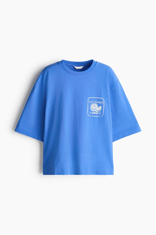 Oversized cotton T-shirt - Blue/Oranges/Yellow/Oranges - 1