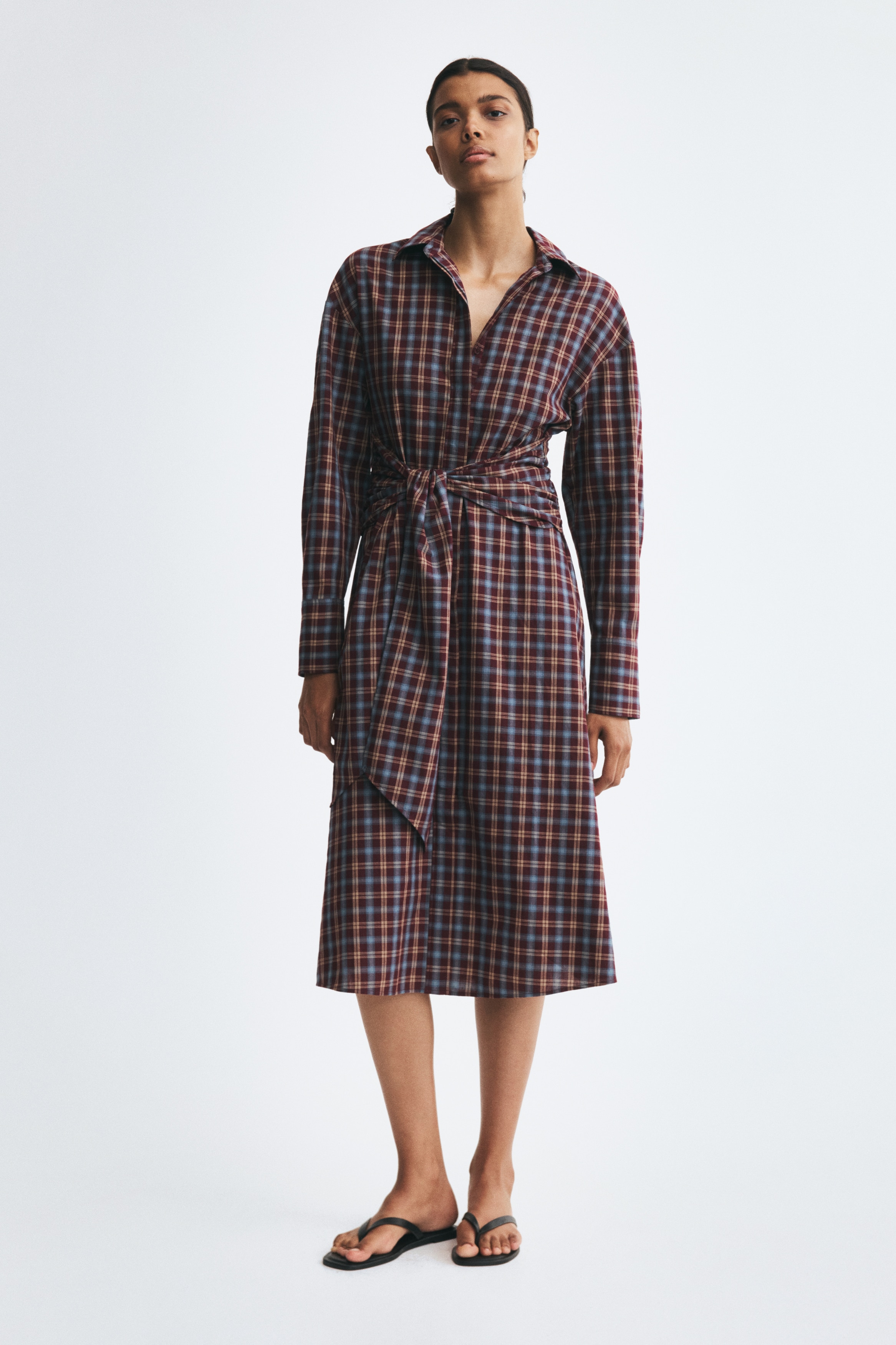 h&m cotton a line dress Midi Dresses | Mid-Length Styles Valerie White Backless Midi Peach voluminous sleeves with elasticated Size:L / 8