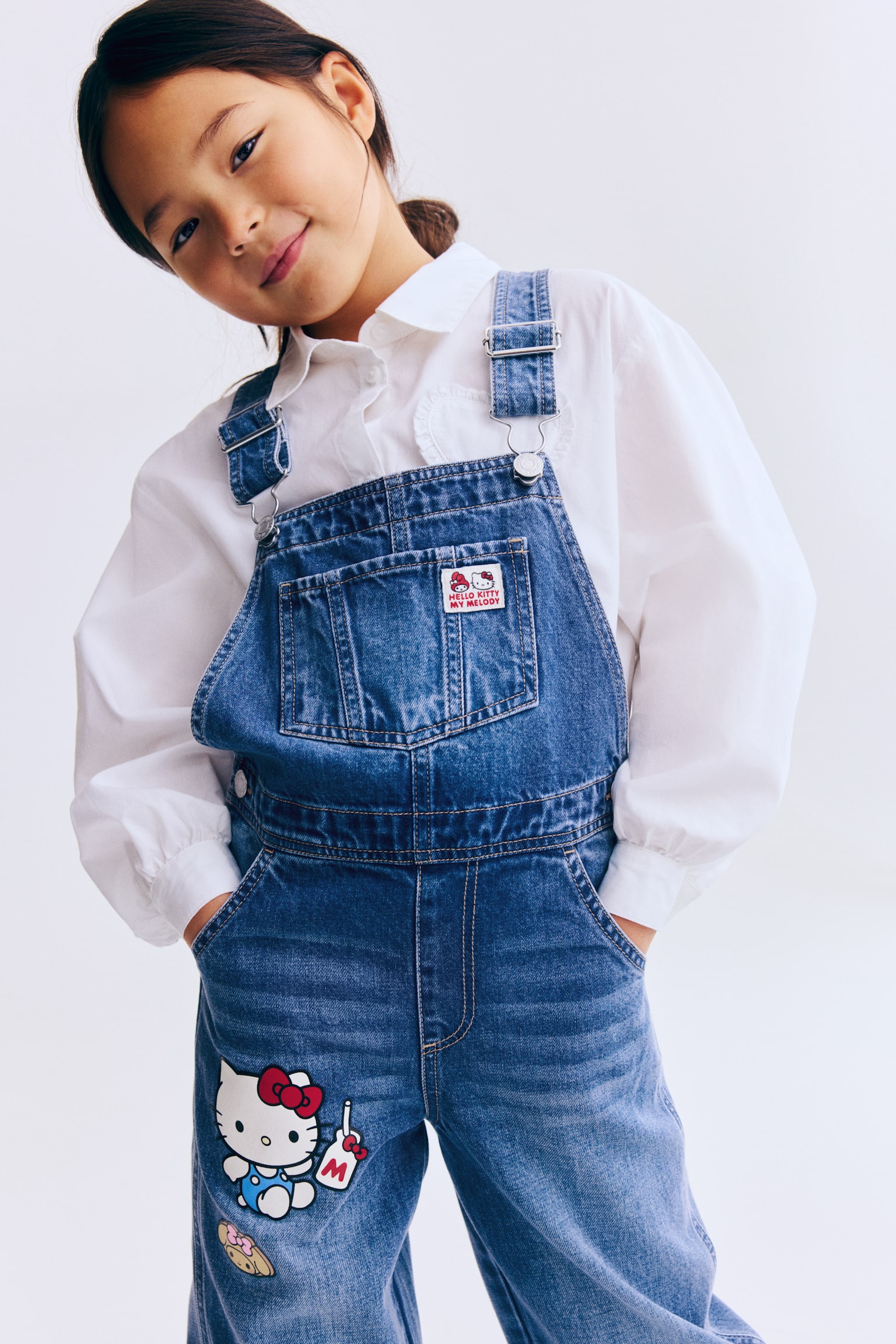 Printed denim dungarees - Denim blue/Hello Kitty - 3