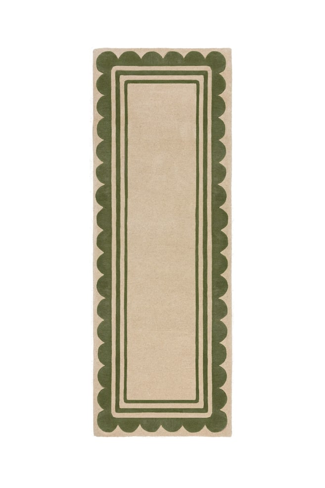 Lois Scallop Border Wollen Loper Vloerkleed - Groen/Purper - 1