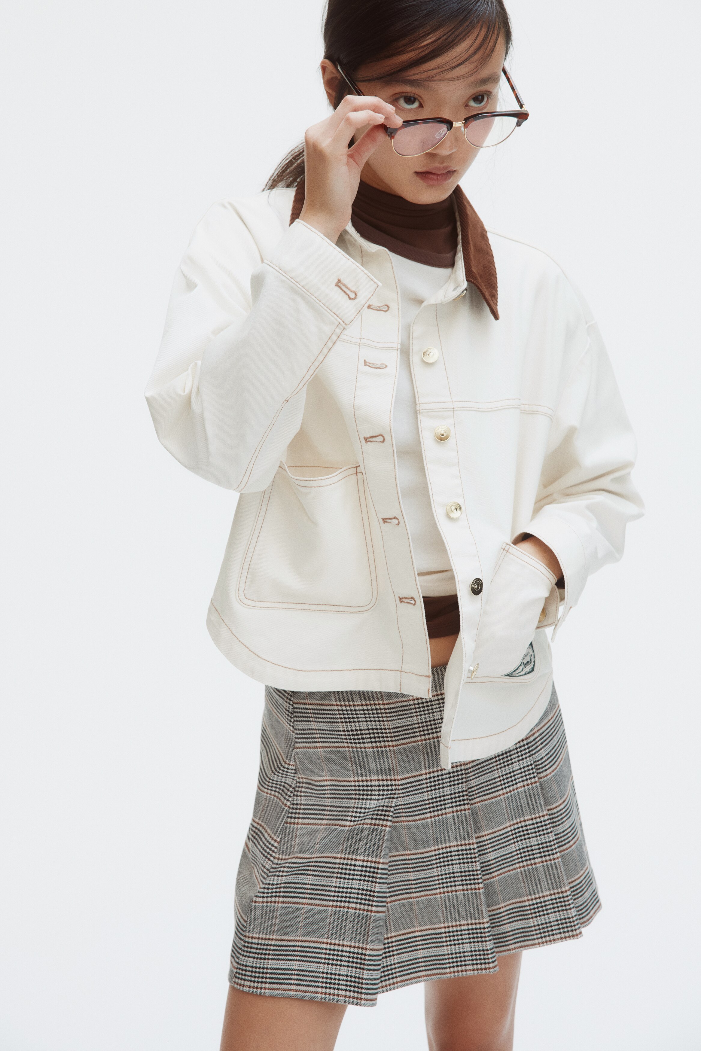 プリントツイルジャケット - クリーム／ブラウン - レディース | H&M JP