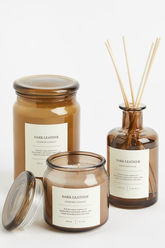 Reed diffuser - Brown/Dark Leather/Clear glass/Darjeeling Cotton - 2